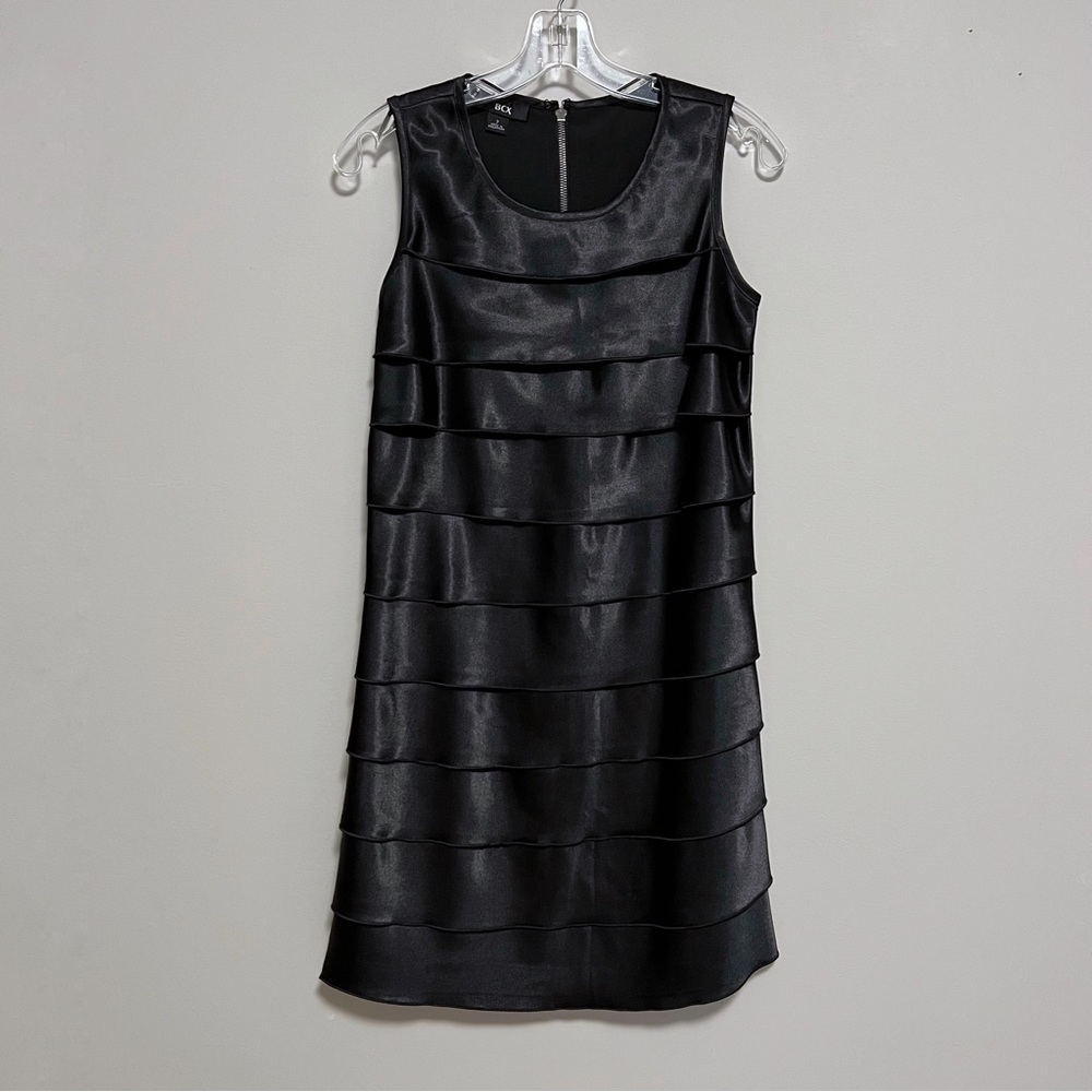 Black Tiered Satin Cocktail Dress